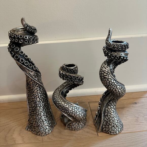 Grandin Road Octopus Candlesticks Set of 3 Home Unique Decor - Picture 8 of 8